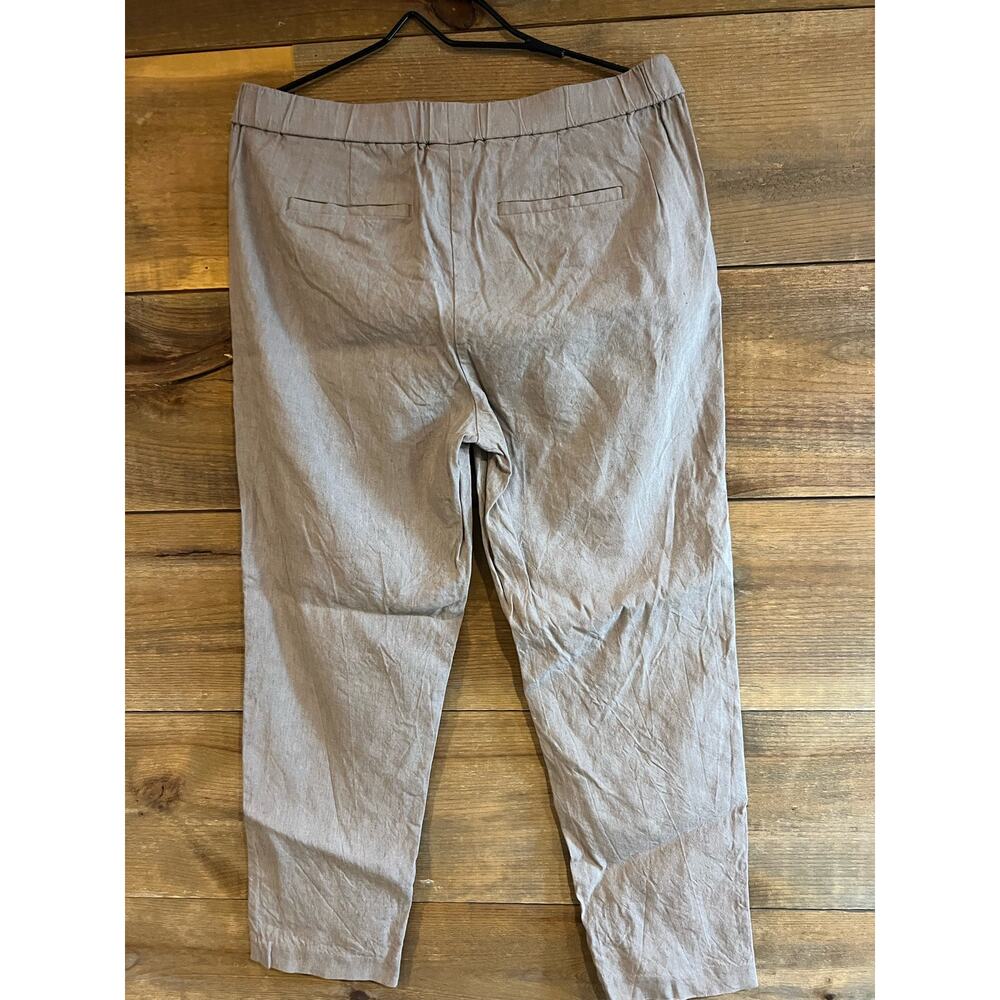 J Jill Linen Stretch Pants Ankle Length Leg Dark Beige Womans Size  M Tall‎ - Picture 2 of 6